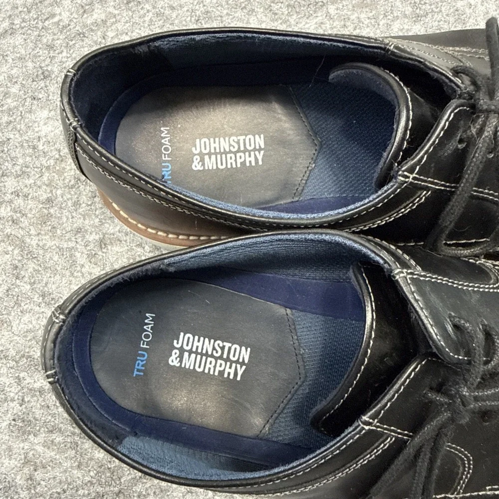 Johnston &‎ Murphy Upton shoes men's 10 black Trufoam plain toe lace up 59-4891